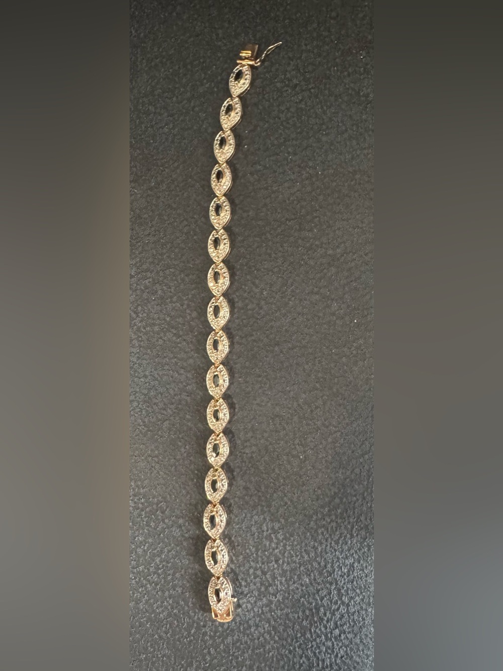 Sterling silver gold Bracelet with Black Crystal Marquise and diamonds. - Picture 4 of 6